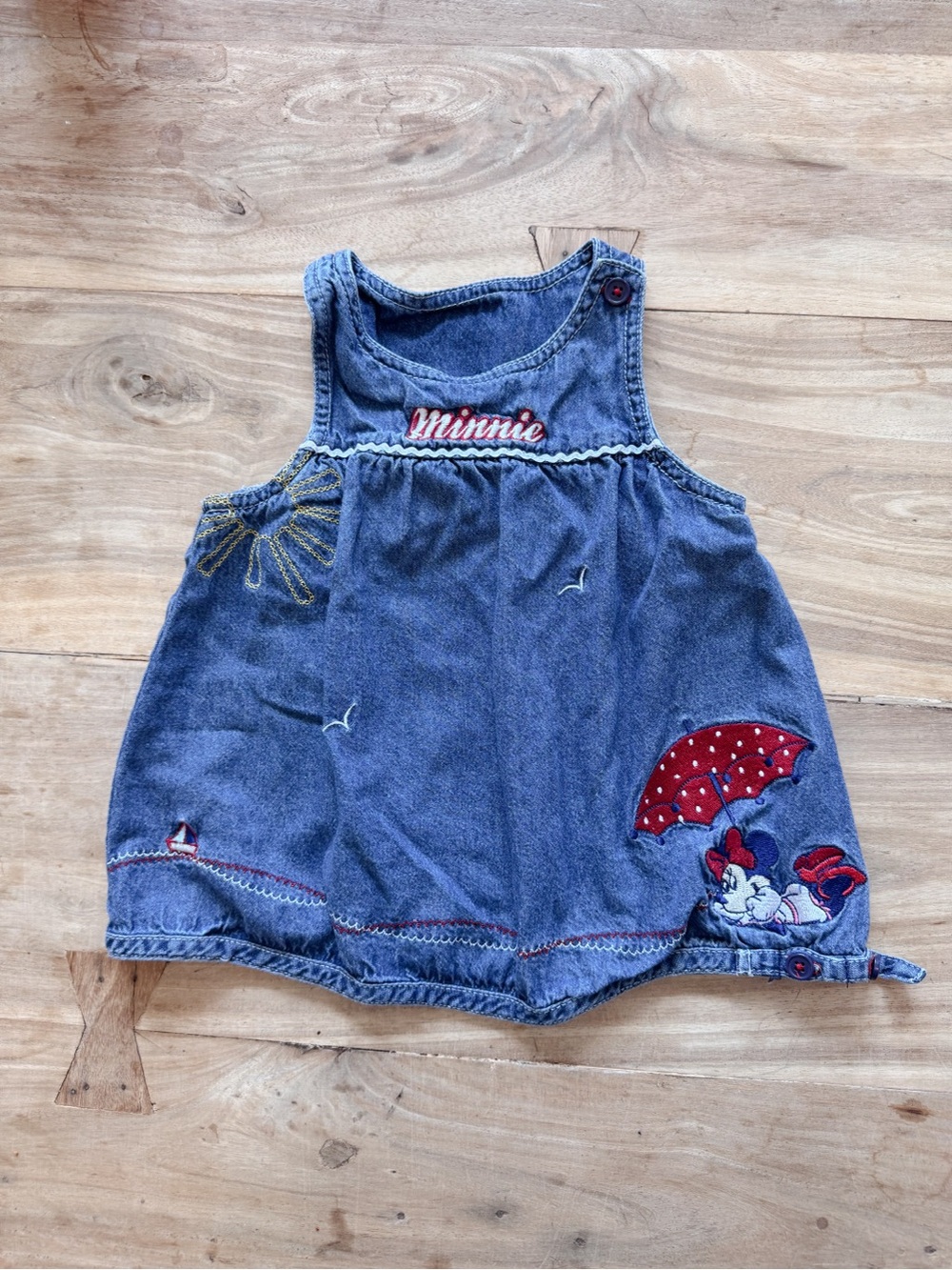 Vintage Disney Minnie Mouse Denim Dress 6–9M | Baby Girl Embroidered Dress Y2K